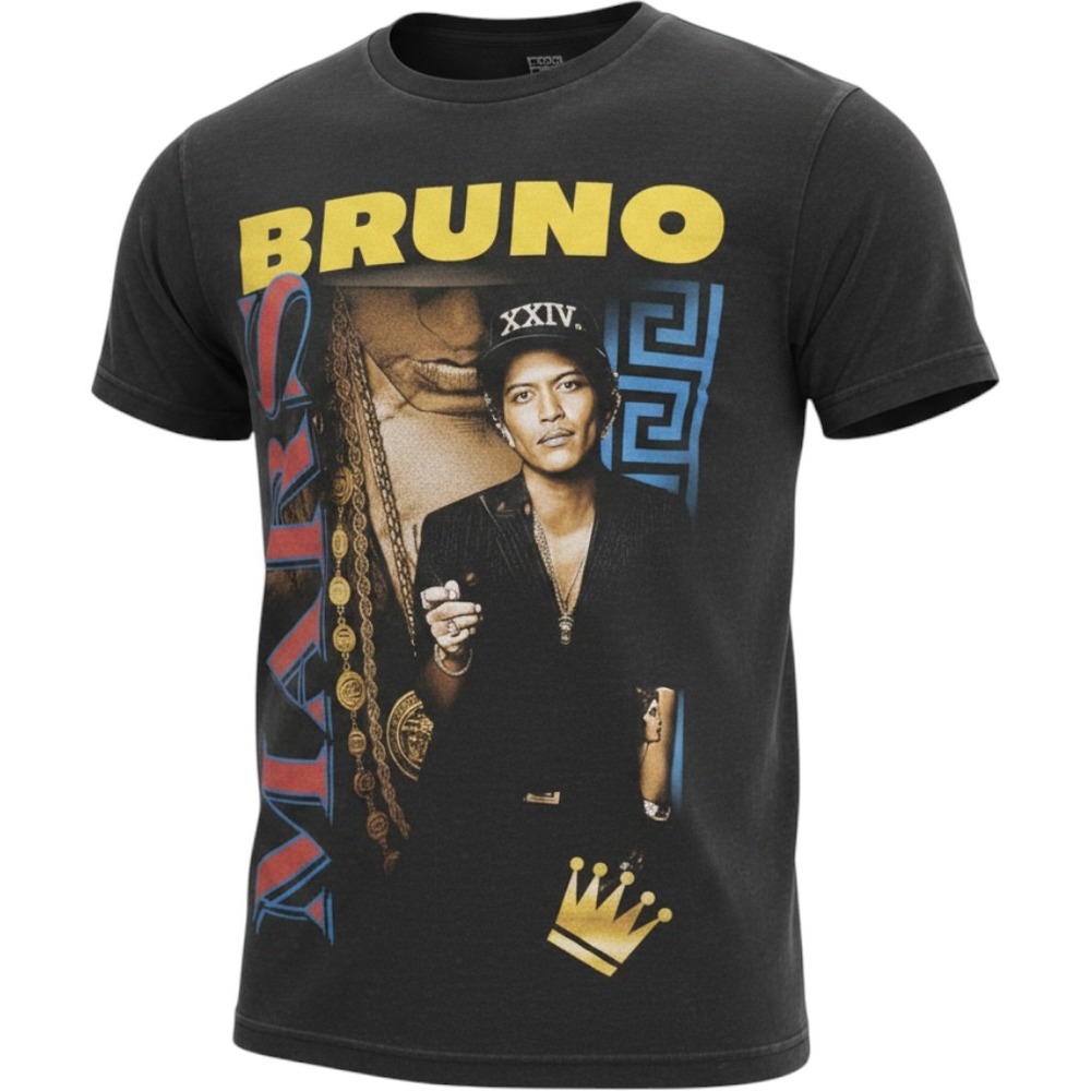 Bruno Mars 24K Magic World Tour Graphic T-Shirt Black Mens Small Concert‎ Tee
